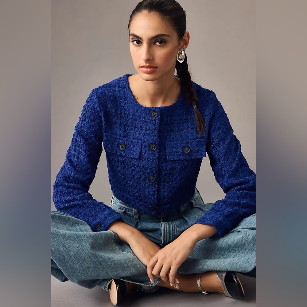 ANTHROPOLOGIE Tweed Jacked Blue